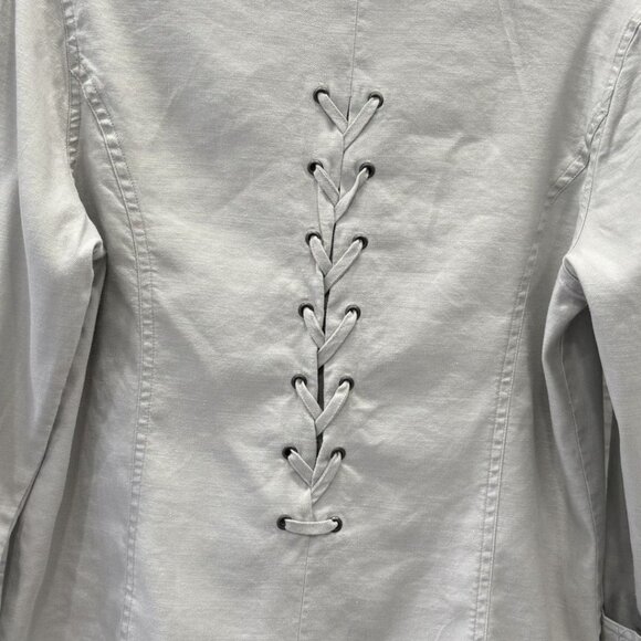 Bella Colori Light Gray Linen Blend  Jacket Lace-Up Back Detail - Womens Small - Picture 7 of 7
